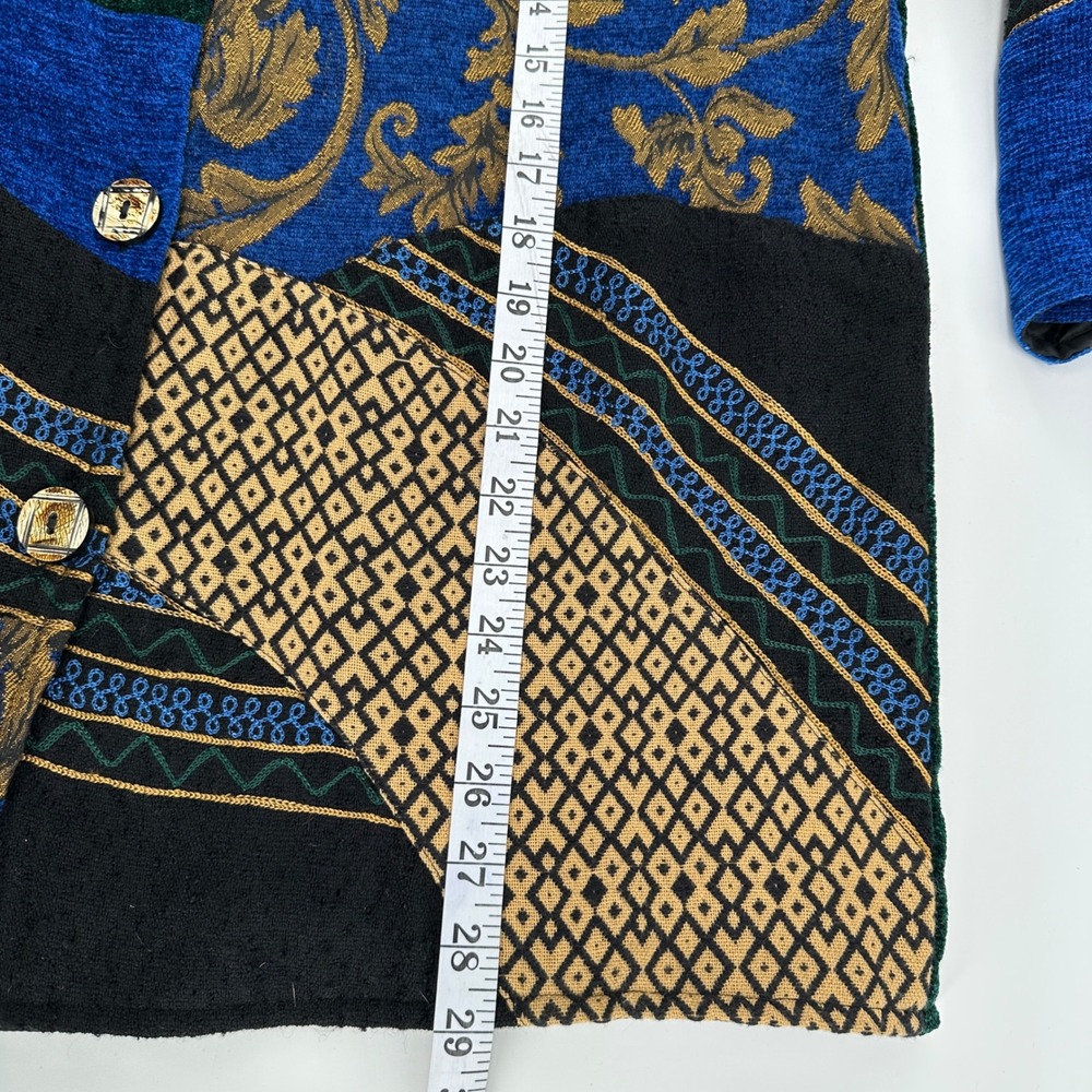 VTG Indigo Moon Patchwork Jacket Womens Large Art Lagenlook Tapestry Boho Whimsi - Picture 5 of 12